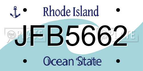 JFB5662 Rhode Island License Plate
