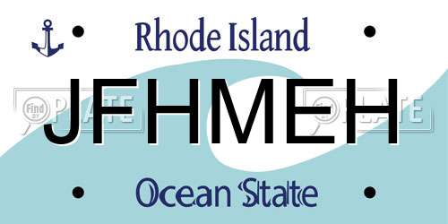 JFHMEH Rhode Island License Plate