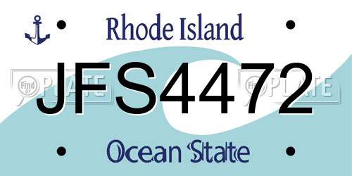 JFS4472 Rhode Island License Plate
