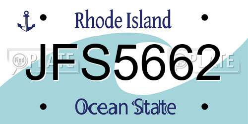 JFS5662 Rhode Island License Plate