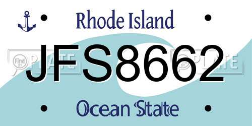 JFS8662 Rhode Island License Plate