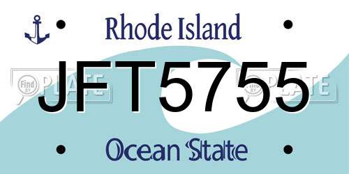 JFT5755 Rhode Island License Plate