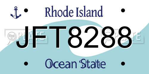 JFT8288 Rhode Island License Plate