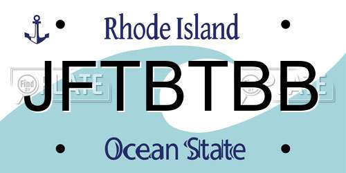 JFTBTBB Rhode Island License Plate
