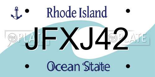 JFXJ42 Rhode Island License Plate