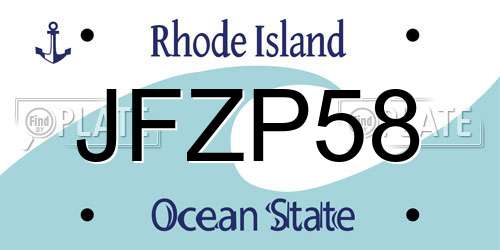 JFZP58 Rhode Island License Plate