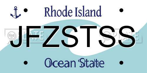 JFZSTSS Rhode Island License Plate