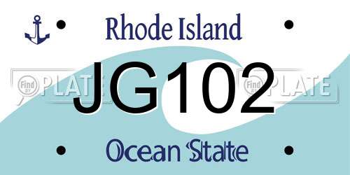 JG102 Rhode Island License Plate