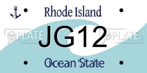 JG12 Rhode Island License Plate