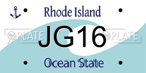 JG16 Rhode Island License Plate