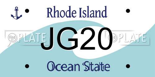 JG20 Rhode Island License Plate