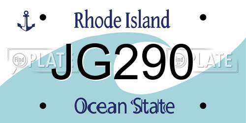 JG290 Rhode Island License Plate