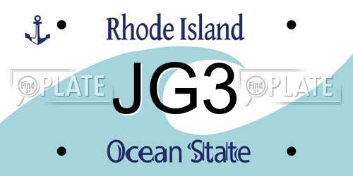 JG3 Rhode Island License Plate