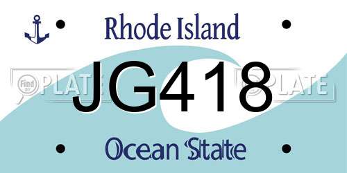 JG418 Rhode Island License Plate