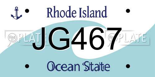 JG467 Rhode Island License Plate