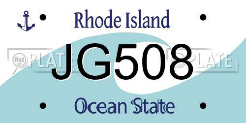 JG508 Rhode Island License Plate