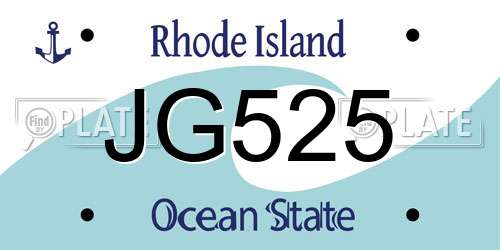 JG525 Rhode Island License Plate