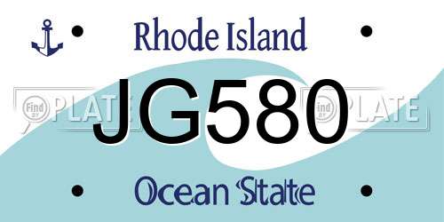 JG580 Rhode Island License Plate
