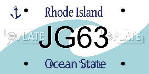 JG63 Rhode Island License Plate