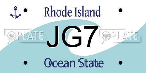 JG7 Rhode Island License Plate