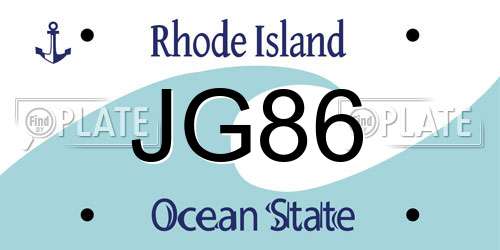 JG86 Rhode Island License Plate