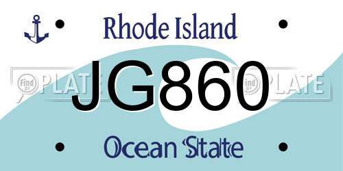JG860 Rhode Island License Plate