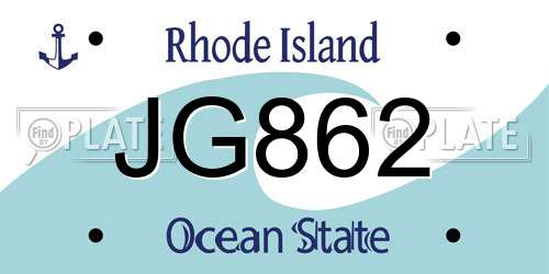 JG862 Rhode Island License Plate