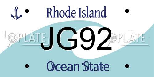 JG92 Rhode Island License Plate