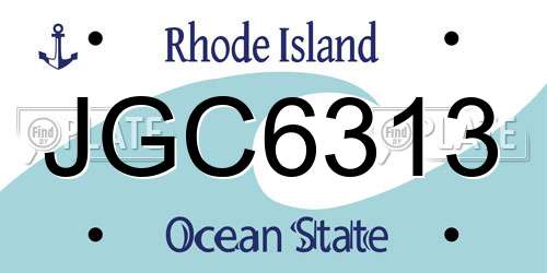 JGC6313 Rhode Island License Plate