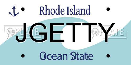 JGETTY Rhode Island License Plate