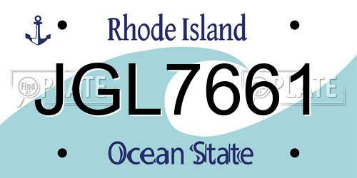 JGL7661 Rhode Island License Plate