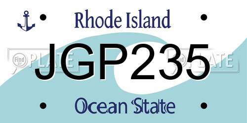 JGP235 Rhode Island License Plate