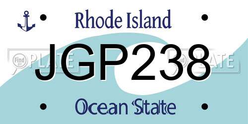 JGP238 Rhode Island License Plate