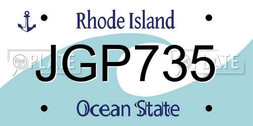 JGP735 Rhode Island License Plate