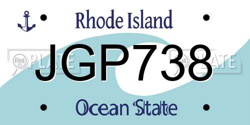 JGP738 Rhode Island License Plate