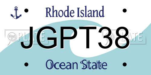 JGPT38 Rhode Island License Plate