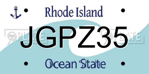 JGPZ35 Rhode Island License Plate