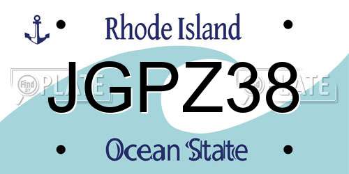JGPZ38 Rhode Island License Plate