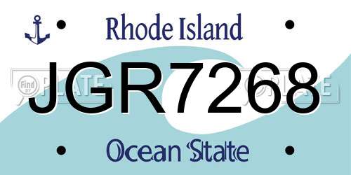 JGR7268 Rhode Island License Plate