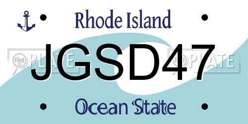 JGSD47 Rhode Island License Plate