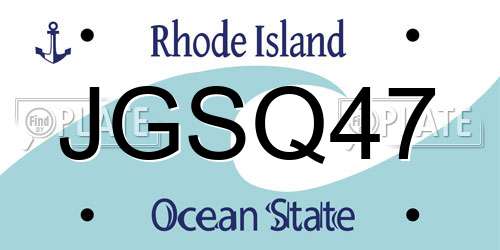 JGSQ47 Rhode Island License Plate