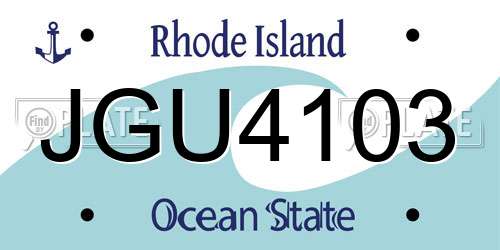 JGU4103 Rhode Island License Plate