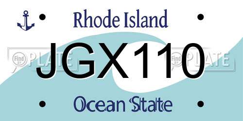 JGX110 Rhode Island License Plate