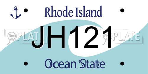 JH121 Rhode Island License Plate