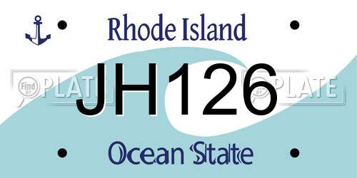 JH126 Rhode Island License Plate