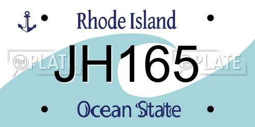 JH165 Rhode Island License Plate