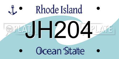 JH204 Rhode Island License Plate