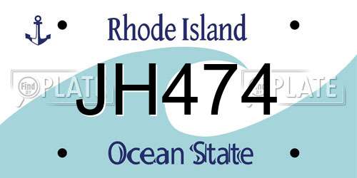 JH474 Rhode Island License Plate