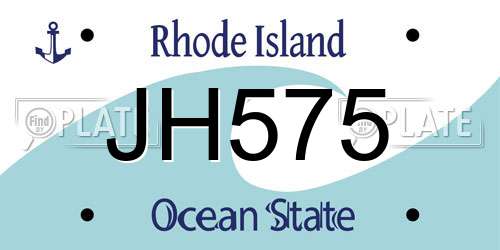 JH575 Rhode Island License Plate
