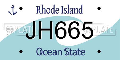 JH665 Rhode Island License Plate